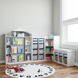 7级K新升款 F7655SSJ实木儿童书书架绘本柜架推拉门落地置物架玩具