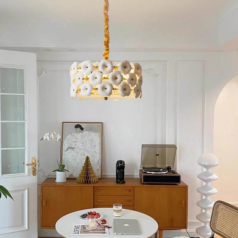 法式奶油风花瓣吊灯卧室轻奢田园风浪漫花朵女儿童房餐厅客厅吊灯