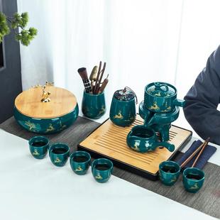 相伴鹿整套懒人石磨自动功夫茶具家用客厅陶瓷茶杯壶全半自动泡茶
