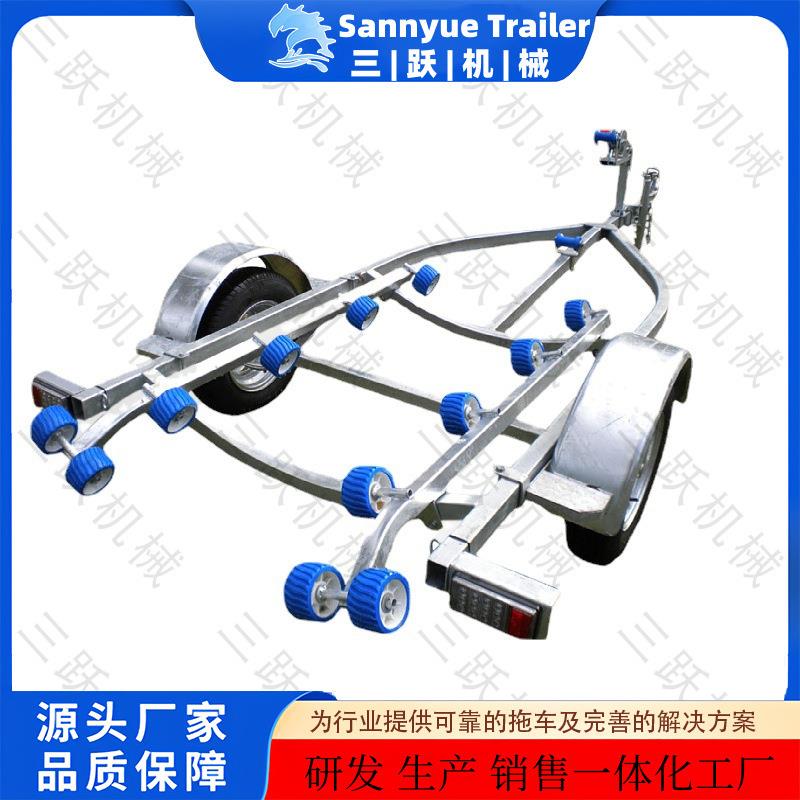 源头厂家游艇拖车 皮划艇冲锋舟拖车 双位热镀锌滑杆摩托艇拖车