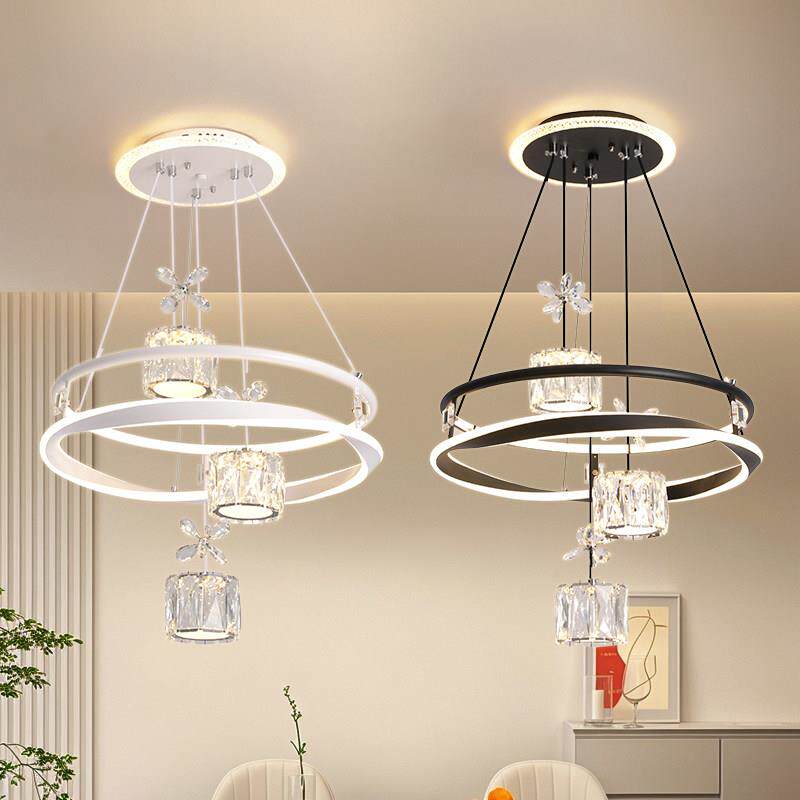 led饭厅水晶吊灯现代简约家用高级感餐桌吊灯中山灯具工厂直发