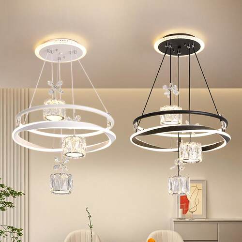 led饭厅水晶吊灯现代简约家用高级感餐桌吊灯中山灯具工厂直发