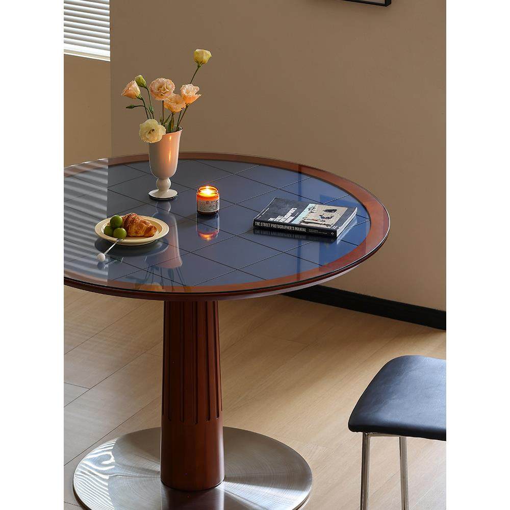 小万家具实木圆桌钢化玻璃餐桌包豪斯家用小户型圆餐桌中古风饭桌,住宅家具,实木餐桌,淘宝优惠券,粉丝福利购,淘宝优惠卷