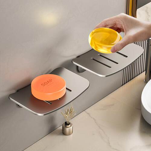 浴室肥皁盒双层沥水免打孔壁挂肥皁盒不积水家用浴室肥皁盒沥水盒