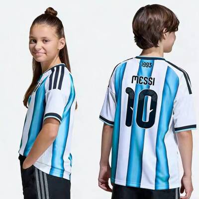 2026阿根廷国家队主场球衣童装10号梅西11号迪马利亚儿童款足球服