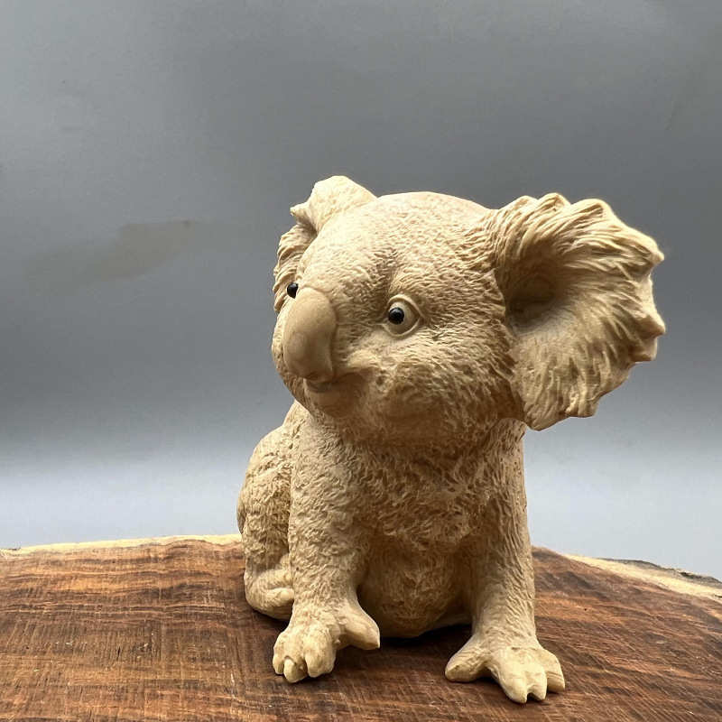 小叶黄杨木雕可爱动物树懒考拉汽车装饰摆件手把件实木家居工艺品