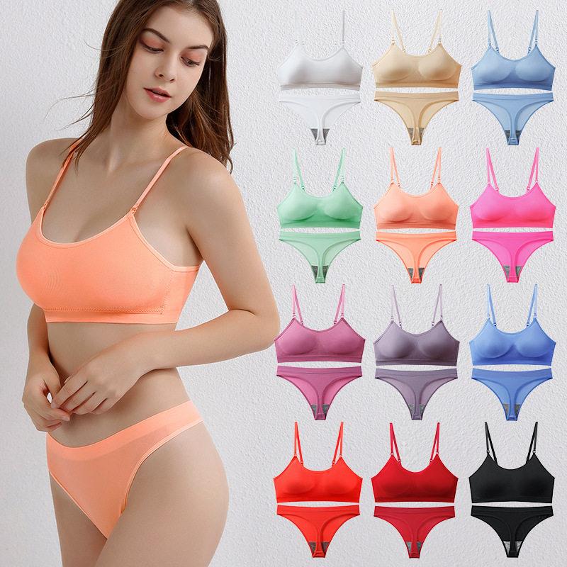 Lingerie women sexy small chest gathered bra sling vest suit - 实物图