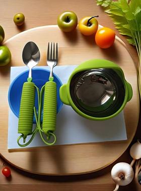 餐具套装叉勺碗三件W0241套勺防抖勺子助食老年人厚不锈钢加精西