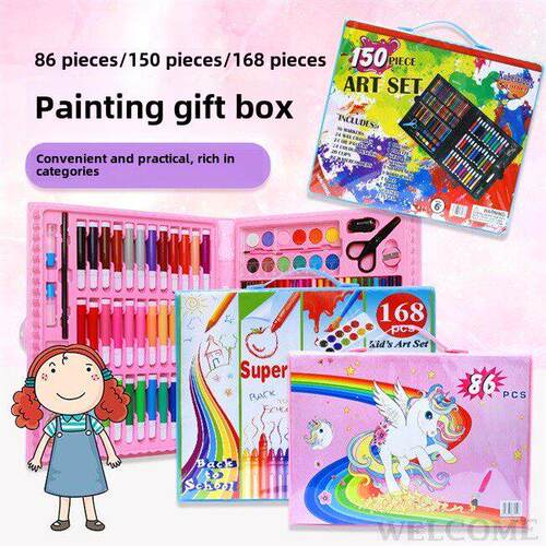 children watercolor pencil painting set gift box paintbrush