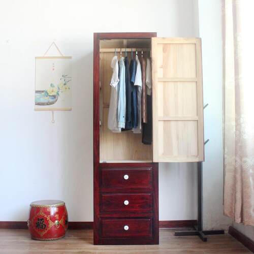 高档简易原实衣柜单门60宽小户型cm窄儿童单人独柜子收纳储物木橱
