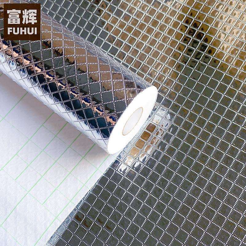 银色格子厨房防油贴纸防火耐高温墙贴防水防潮橱柜自粘灶台锡箔纸