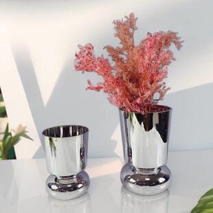 北欧玻璃电镀银色奖杯花瓶家居插花客厅装饰品摆件艺术售楼处饰品