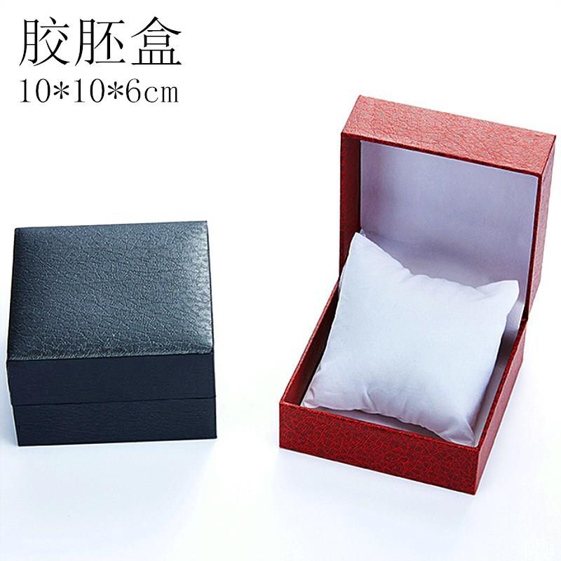 工厂现货 高档pu皮枕手表盒方形胶盒荔枝纹包装盒子翻盖表盒