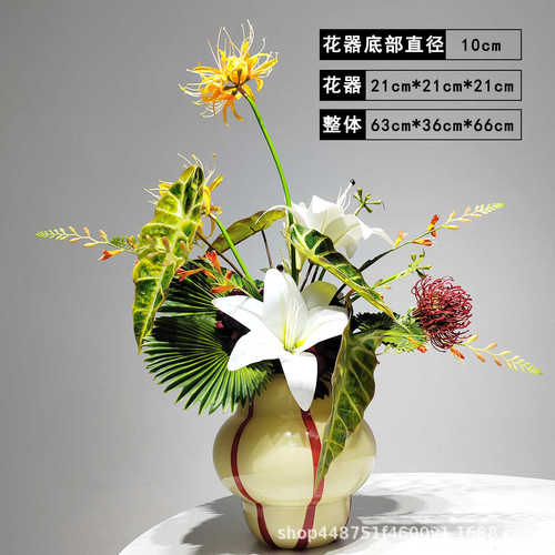 装客厅软花插百合假仿真所现代手感会花前台摆件酒店家居装饰花花