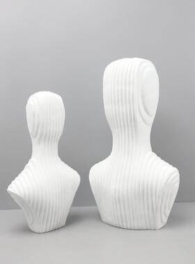 欧关式轻奢几白色抽象人物雕塑摆何件玄酒店客家厅1321样板间居装