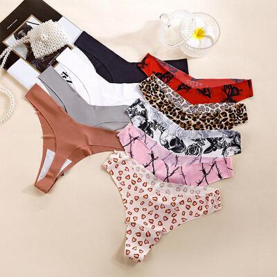 Seamless Thongs for Women Silky Bikini Underwear Panties
