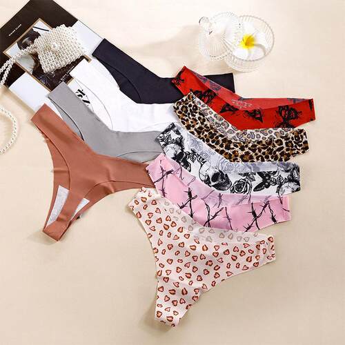 Seamless Thongs for Women Silky Bikini Underwear Panties