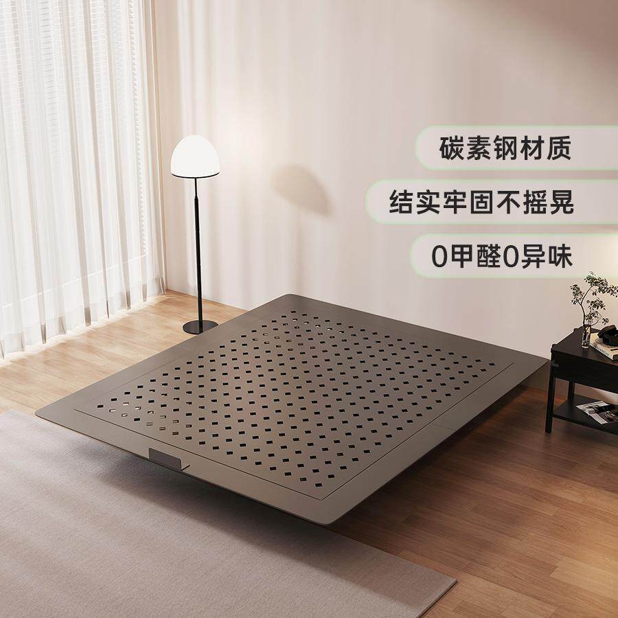 逸言 | 2024新款碳素钢架悬浮床法式覆古风主卧双人床铁艺床家用