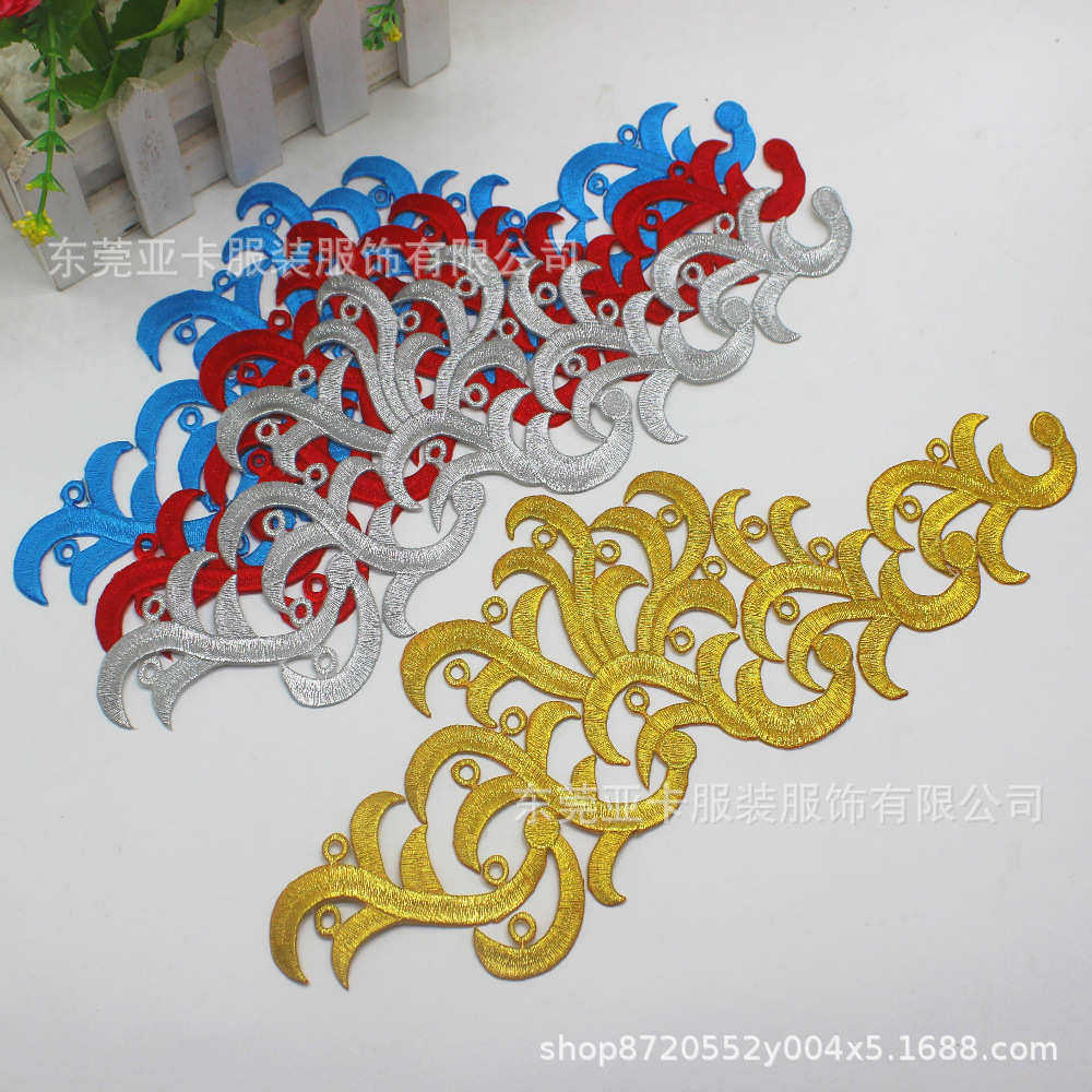 新品DIY动漫舞台民族服装配件辅料 祥云刺绣烫花带胶布贴 一对