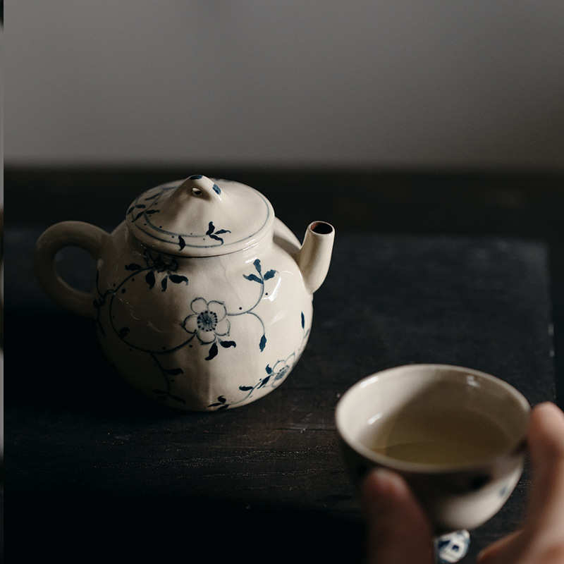 梵汝景德镇切换向阳花纯手绘伯庸壶单壶陶瓷家用茶艺手执壶泡茶壶