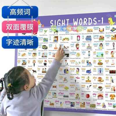 儿童英语220个高频词SightWords英文常用单词挂图海报塑封A4