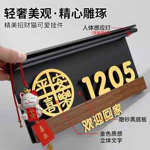入户门牌号码牌家用高级感轻奢创意酒店包厢包间发光门牌号定制别墅住宅公寓房间门口磁吸自粘房号贴装饰挂牌