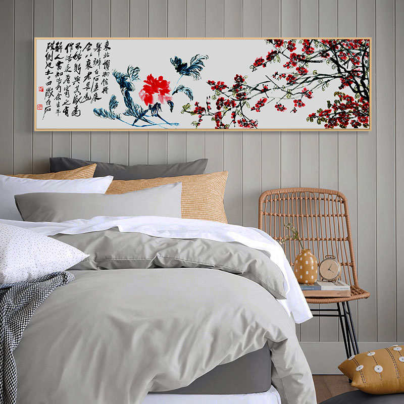 新中式荷花卧室床头装饰画大气中国风客厅沙发背景墙挂画书房壁画图片