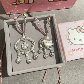 足银999hello kitty凯蒂猫平安锁纯银锁包可爱少女心闺蜜项链礼物