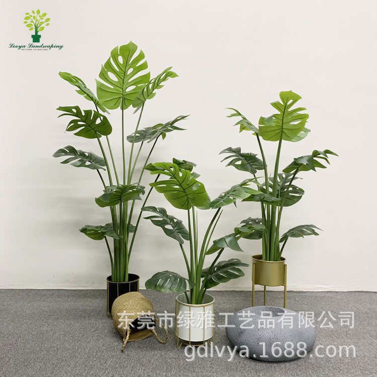 仿真龟背竹绿植盆栽北欧风室内家居绿植装饰人造植物货源批发