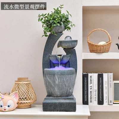新款欧式循环流水摆件微景观客厅桌面喷泉转运球室内招财造景装饰