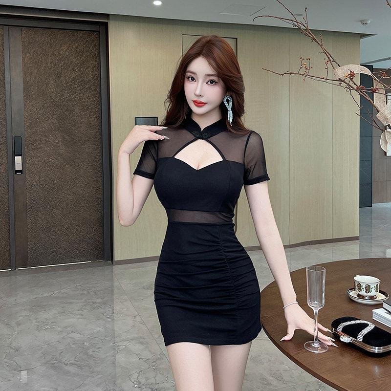 新款佳丽礼服复古改良旗袍裙夜场上班衣服短裙足浴技师工作服