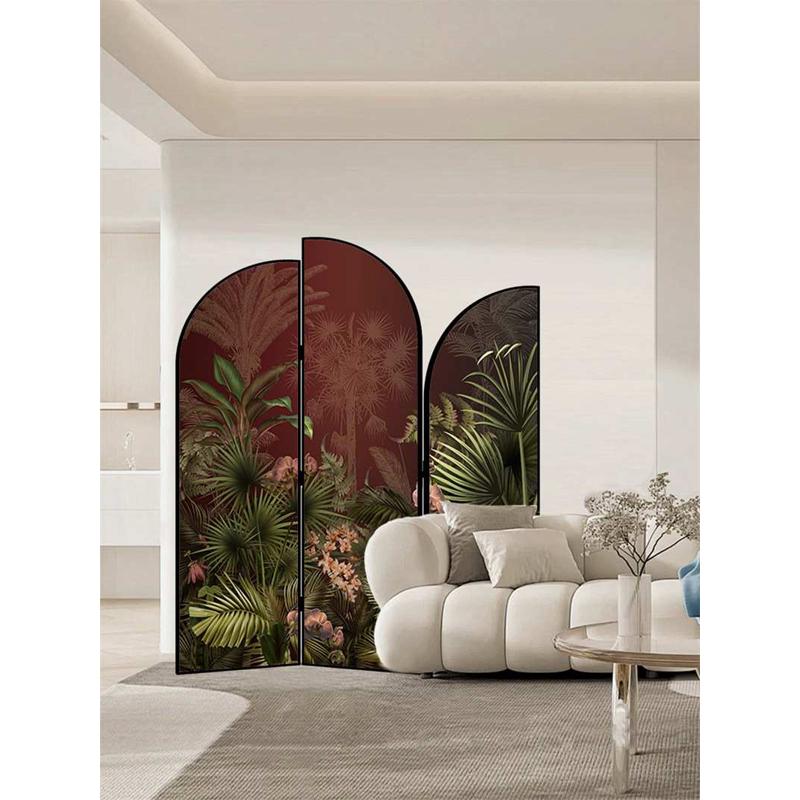 T法式中古轻奢屏风隔断客厅折叠移动茶室酒店办公室沙发装饰背景