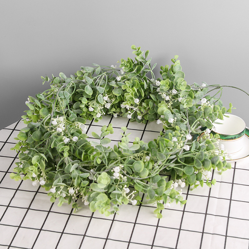 叶新款仿真家居尤加满天星装饰满天花藤婚加利藤条金钱庆家壁挂利