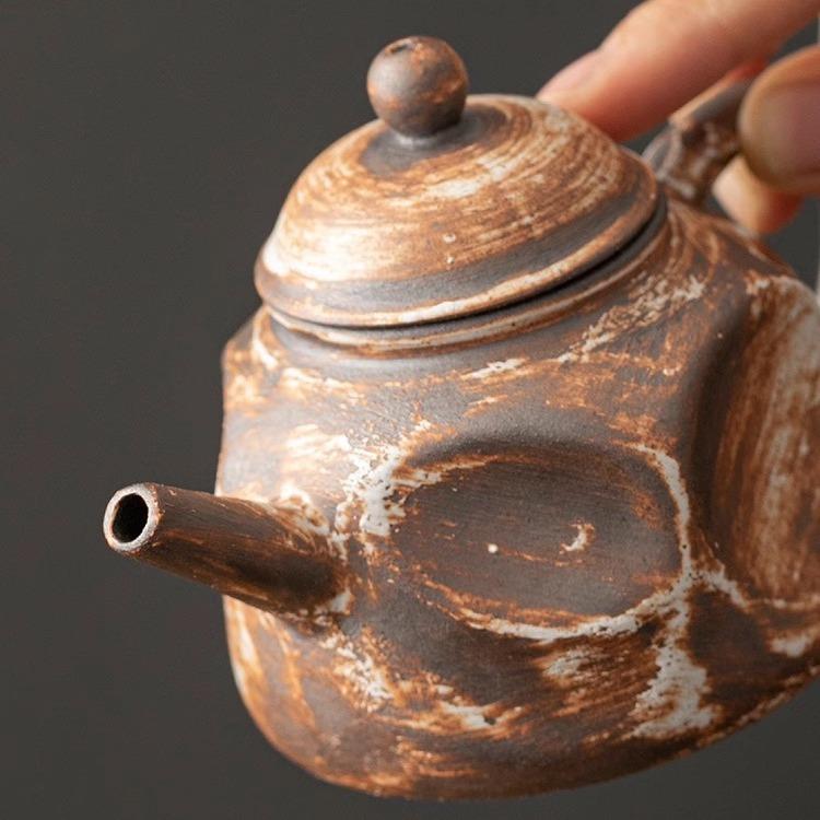 日式手工粗陶泡茶器沏茶壶家用办公茶壶单壶复古陶瓷功夫德化茶具