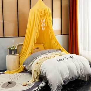 床帘幔游戏帐篷床打孔床上大家用免遮光北欧挡风蚊帐安装花边儿童