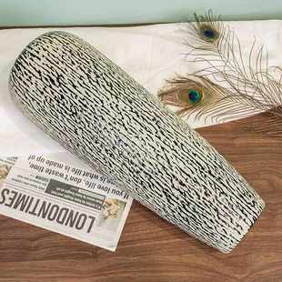 新款超级大花瓶摆件客厅插花复古落地创意民宿水培树皮简约芦苇花