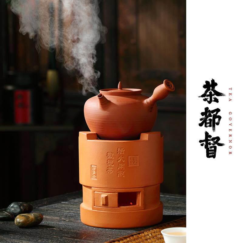 叶乔红泥小火炉砂铫煮水壶纯手工烧水炭炉侧把煮茶潮州工夫茶道