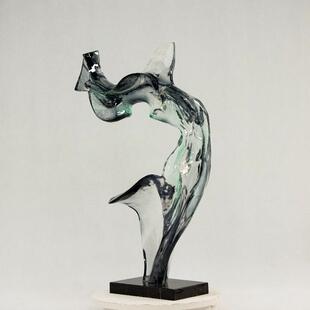 透明雕塑摆件轻奢酒店玄关客厅电视柜现代艺术装 饰品树脂工艺品抽