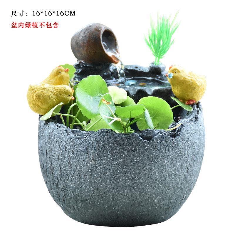 高档渡烟云水风水办公室客流厅创意小摆件假轮山水喷泉工艺品礼物