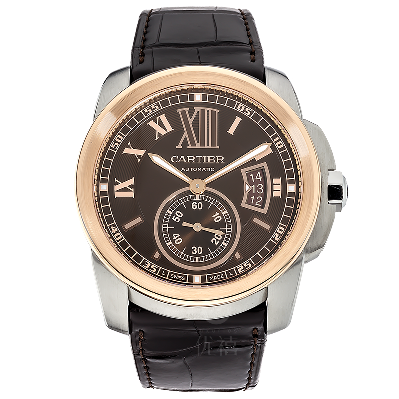 [9.8新]卡地亚卡历博18k玫瑰金/精钢自动机械手表男W7100051