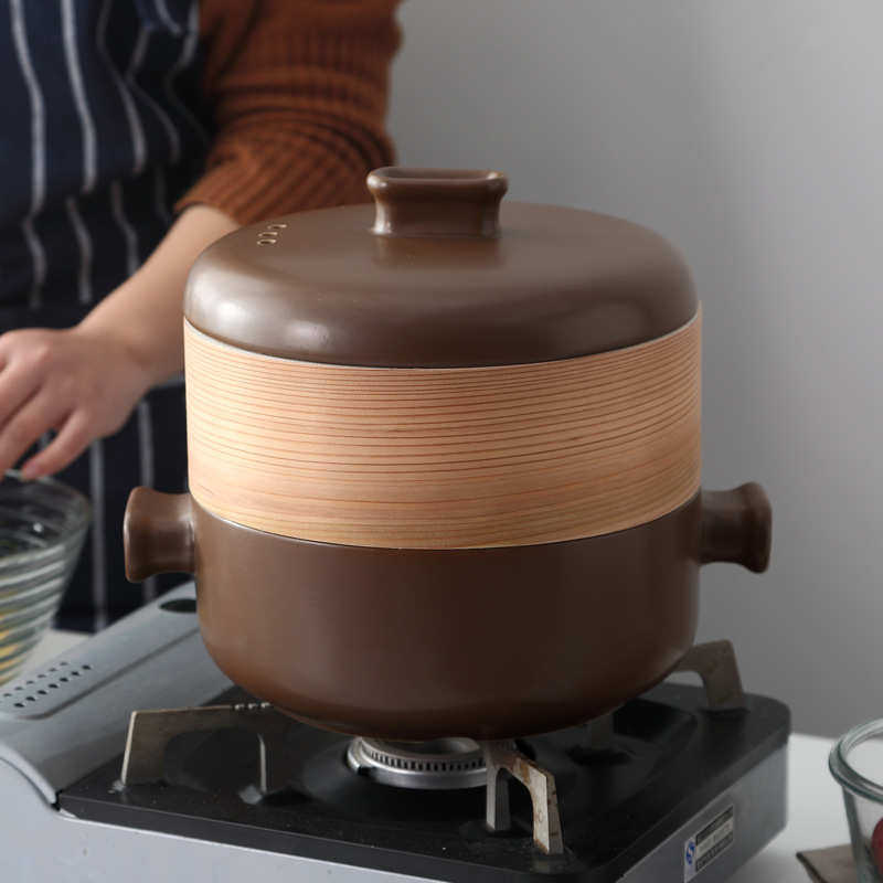 日式蒸笼砂锅陶瓷煲汤锅家用明火炖锅石锅蒸锅熬粥锅煲仔饭沙锅