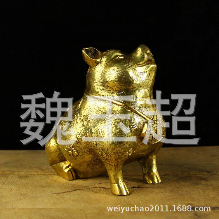 厂家直销纯铜猪摆件铜福猪补缺角家居饰品铜猪工艺品
