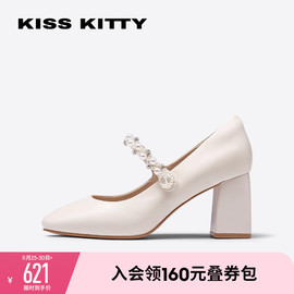 kisskitty女鞋水钻晚晚鞋高跟玛丽珍鞋粗跟单鞋sa32551-36