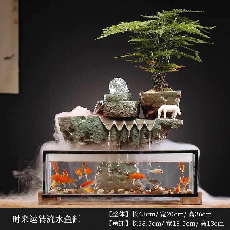 乔迁开业礼品创意流水玻璃鱼缸造景禅意摆件书房办公桌面森升,家居饰品,流水摆件,淘宝优惠券,粉丝福利购,淘宝优惠卷