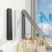 隐形晾衣架杆壁挂式 折叠免打孔室内阳台伸缩晾晒绳窗户飘窗挂衣杆