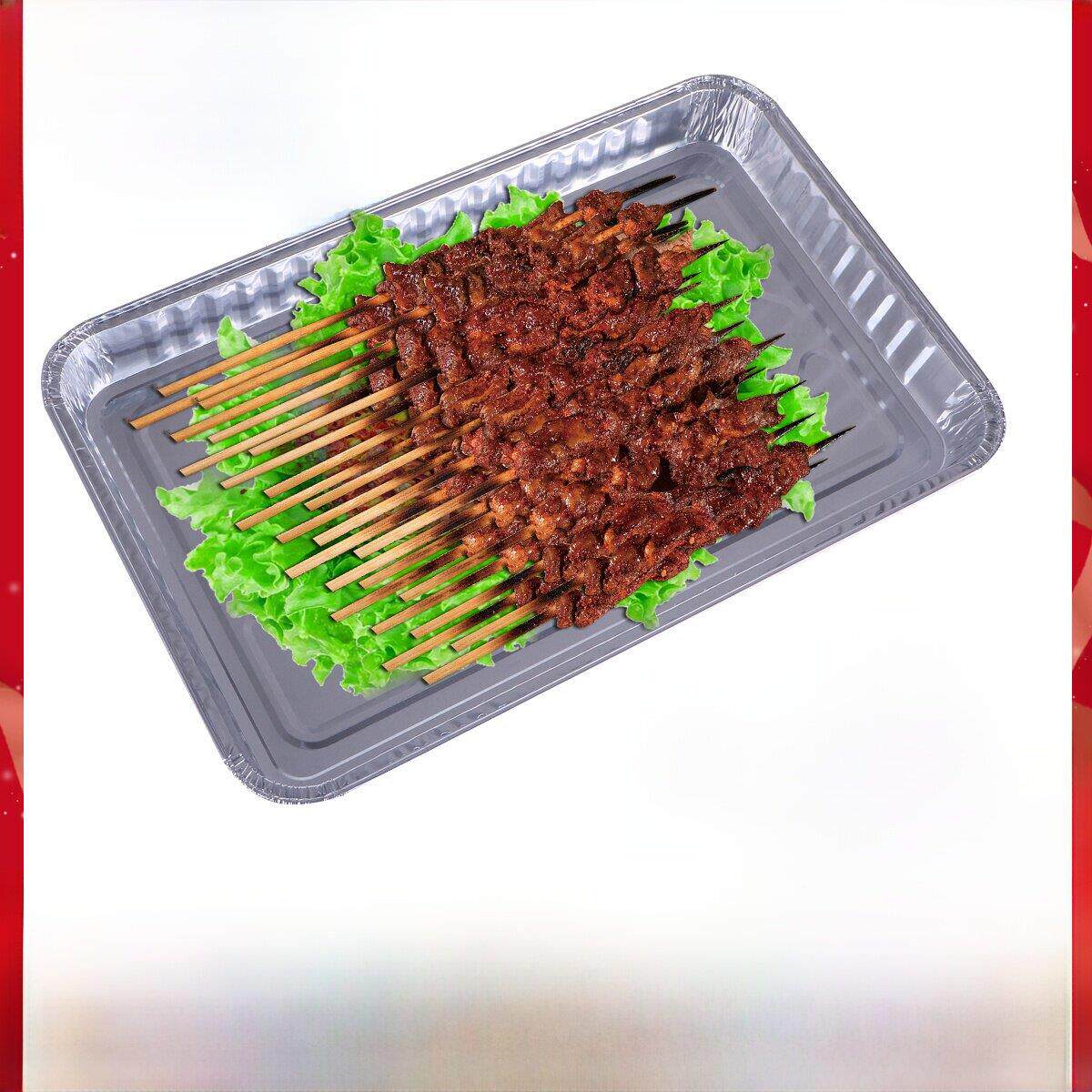 锡纸烧烤盘装烤串锡盘盘子铝箔纸盘子BBQ户外烤串摊用的一次性盘
