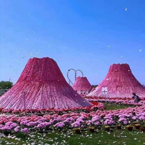 户外火山气模打卡拍照粉色告白球充气模型引流网红露营地景区气模