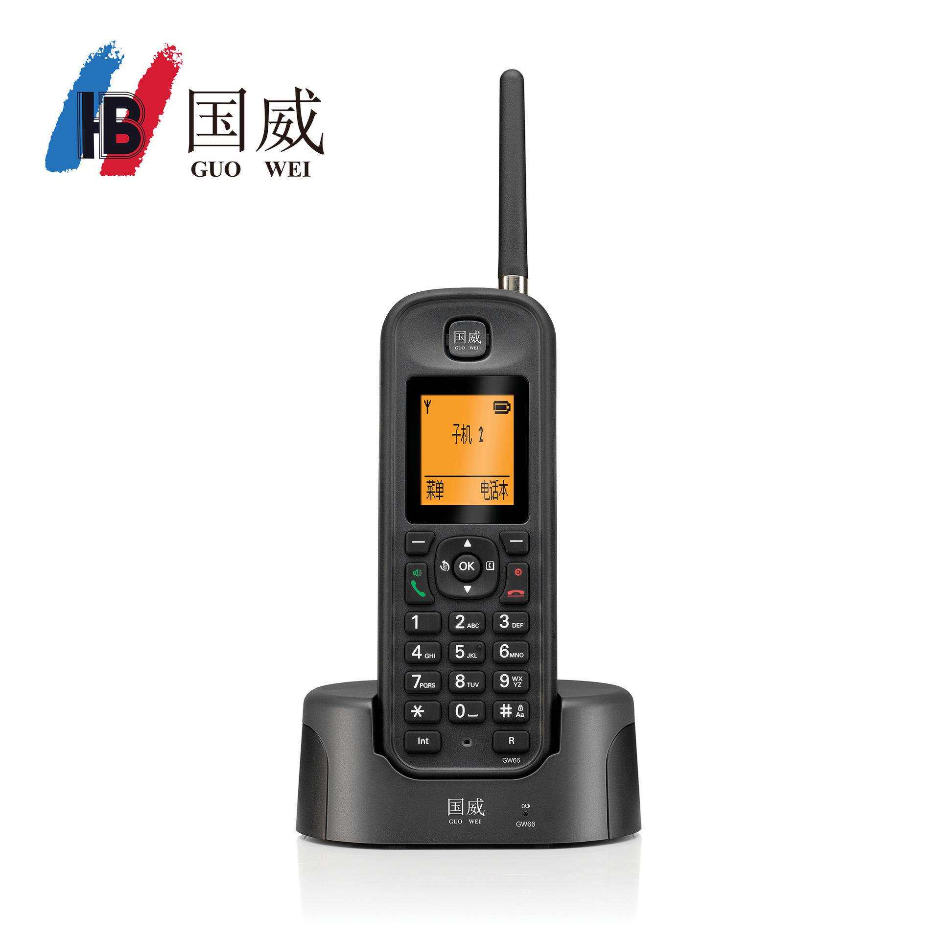 国威远距离双无绳子母电话机座机商务办公电话机一拖一英文韩文
