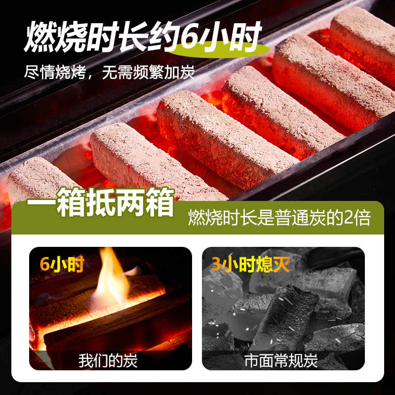 烧烤专用碳竹炭烧烤碳无烟耐烧高温机制围炉煮茶竹木炭不含煤