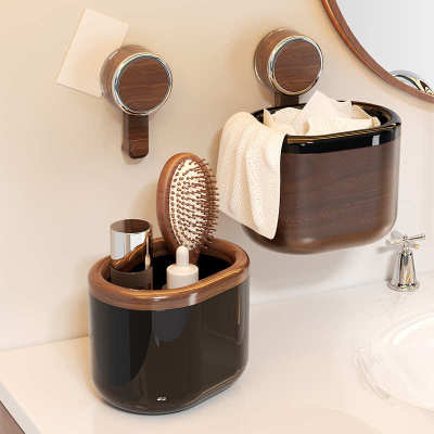 卫生间吸盘置物架壁挂免打孔废弃洗脸巾收纳神器桌面化妆品收纳盒